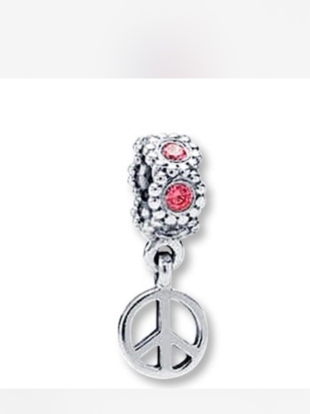 Pandora Authentic Pink gems Peace Sign Charm
